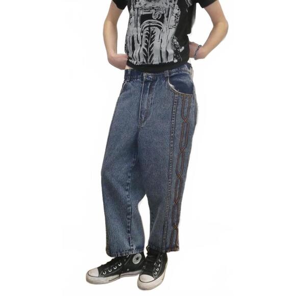 Denote Paris 29" Acid Wash Drop Crotch Tapered Jeans – Zip Ankle - Picture 1 of 6